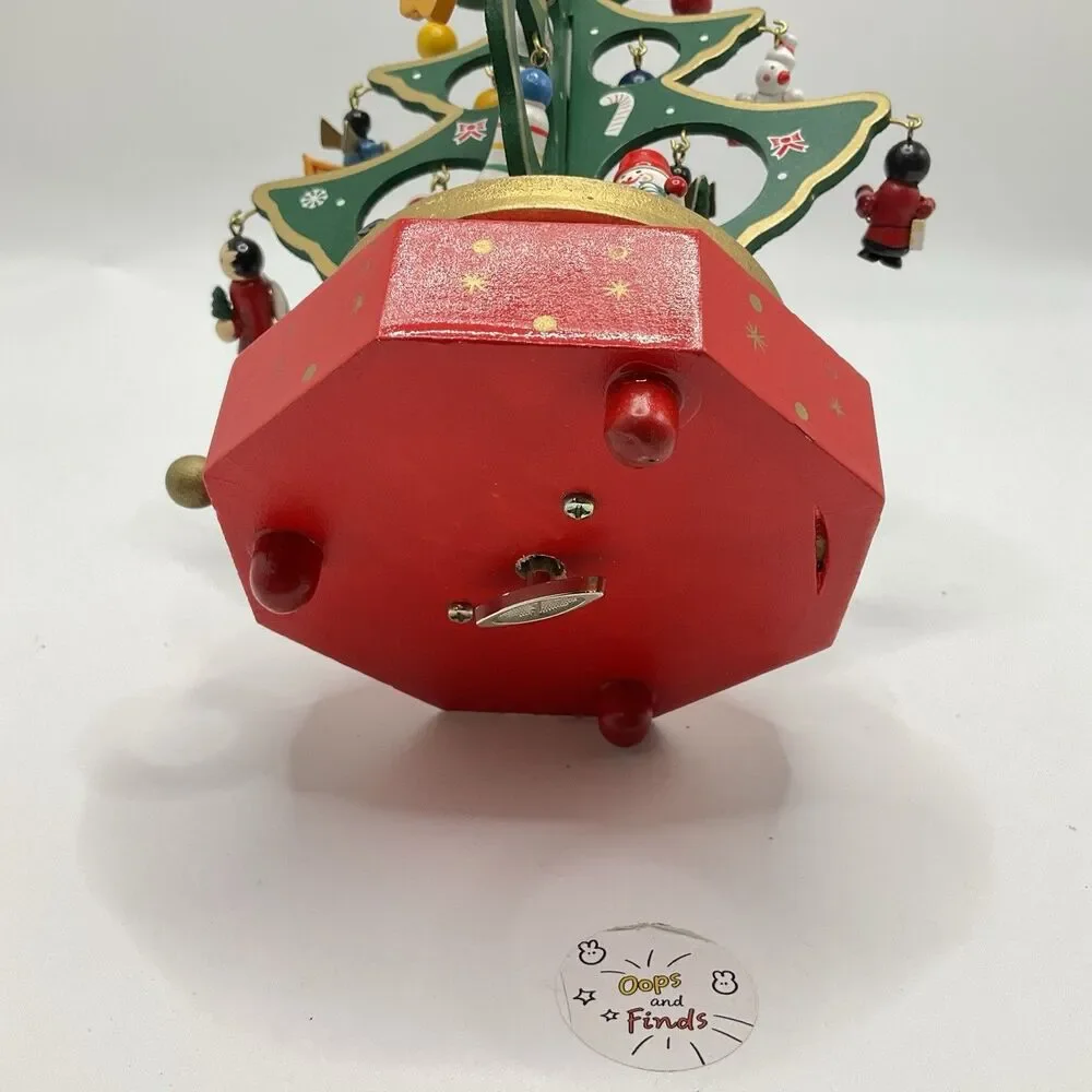 RARE Vintage Wooden Christmas Tree Music Box Hanging Ornaments Decoration